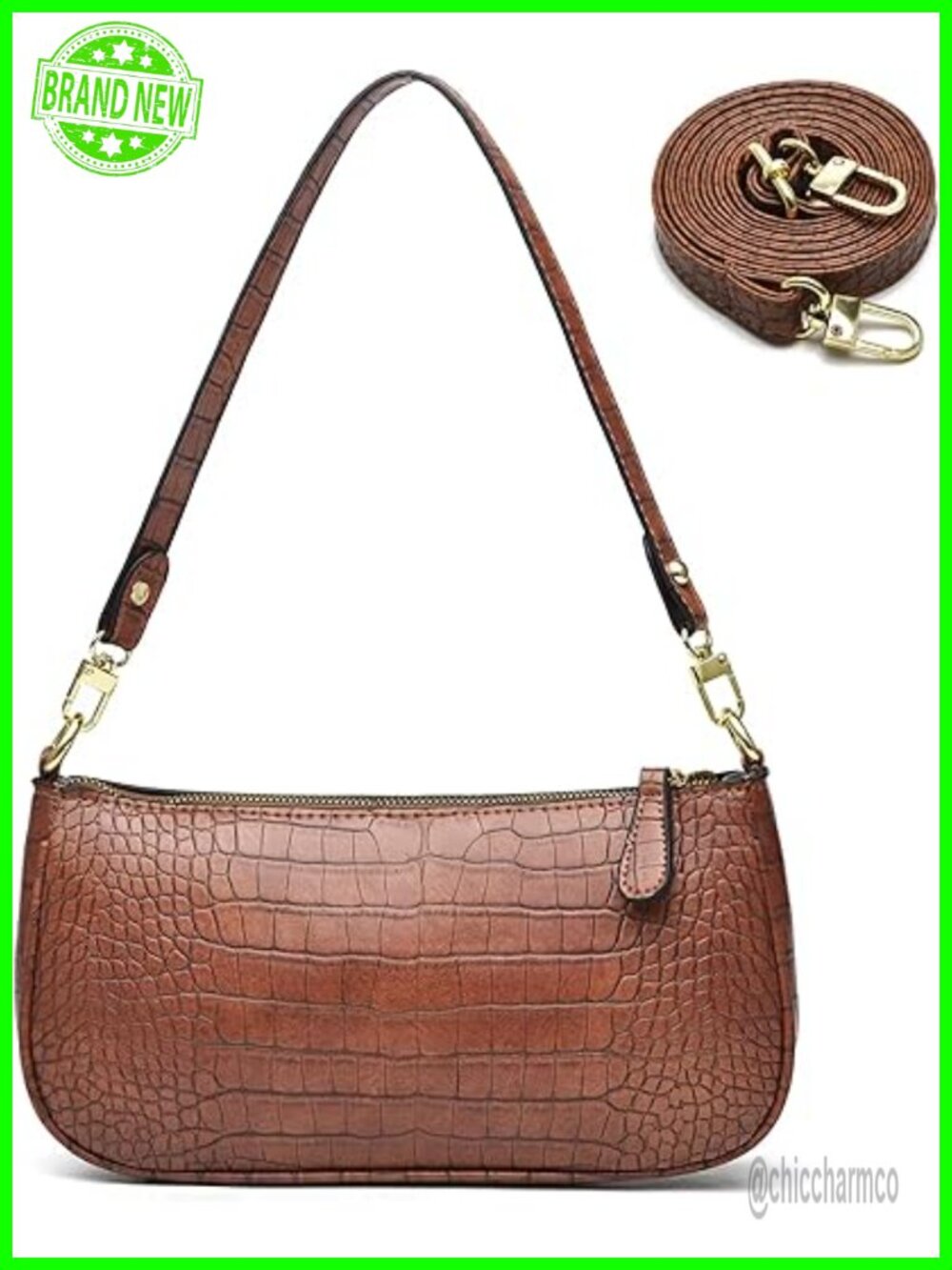 Retro Croc Pattern PU Leather Tote Crossbody Bag Convertible Clutch Purse